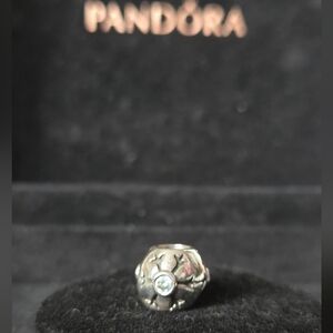 Pandora Sterling Silver Snowflake Charm Bead with Pale Blue Sparkles